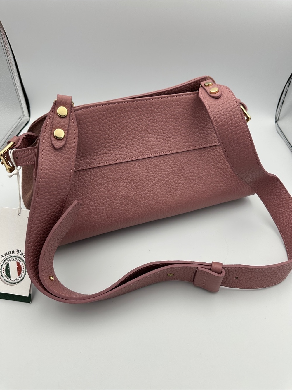 Anna Paola Rosa Antico Italian Leather Crossbody Bag Made in Italy NWT